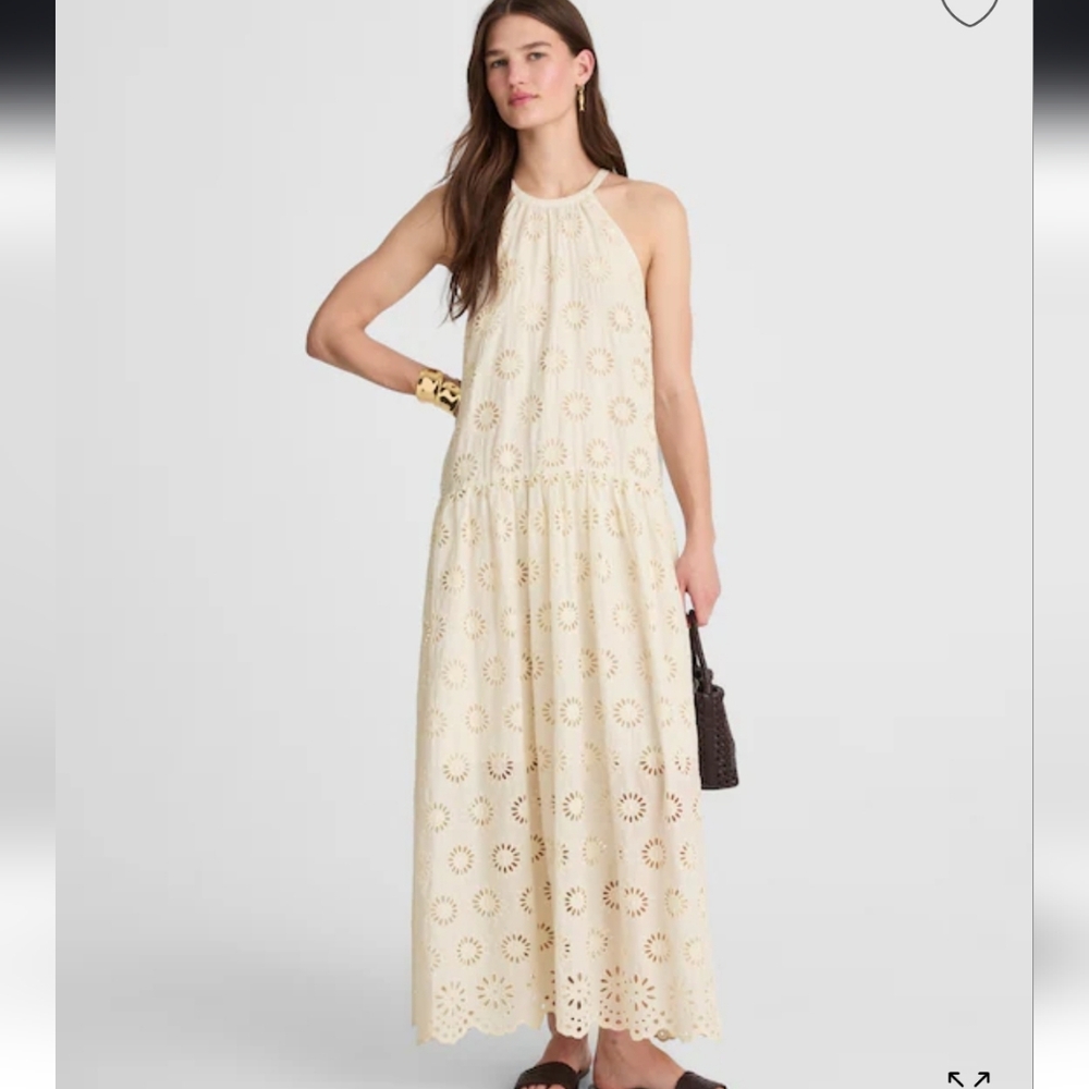 Madewell Aubriella XXS XS Small Halter Embroidered Drop-Waist Maxi Dress